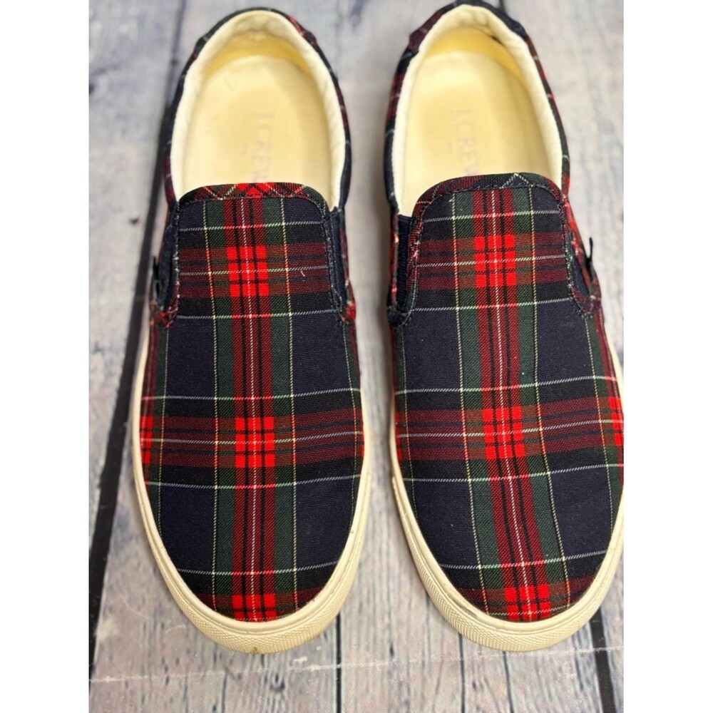 J Crew Factory Tartan Plaid Preppy Collegiate Slip-On Road Trip Sneakers 8.5